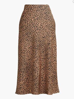J Crew Factory Printed bias slip skirt XL Leopard Print